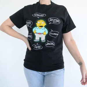 Vintage 02' Delta Pro Weight Simpsons Black 100% Cotton Y2K Tee S